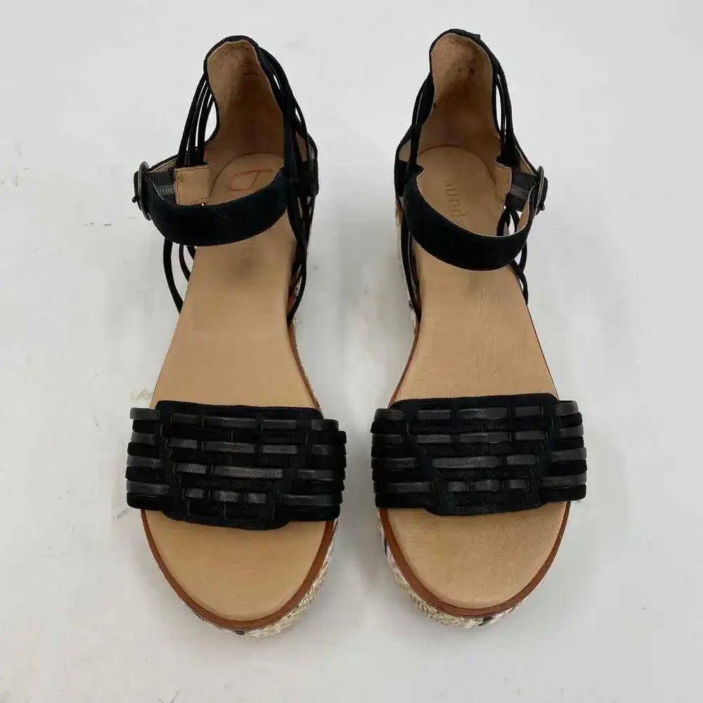 Sundance Black Suede Platform Sandals | Size 36 EU